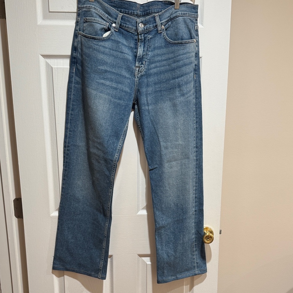 7 For All Mankind Men's Bootcut Jeans in Medium Blue Wash Austyn Size 36